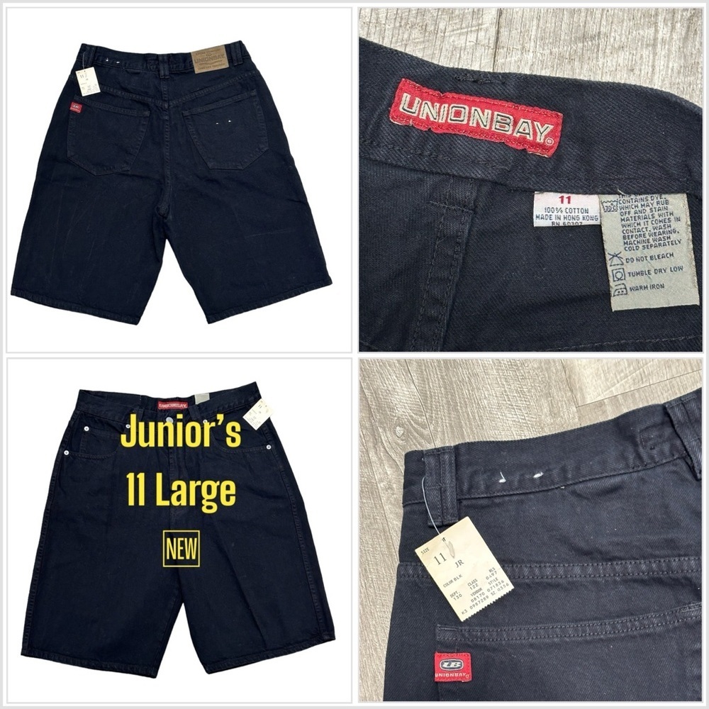 Women's Unionbay 11 Large Denim Jeans Shorts Black Bermuda High Rise Cotton NWT